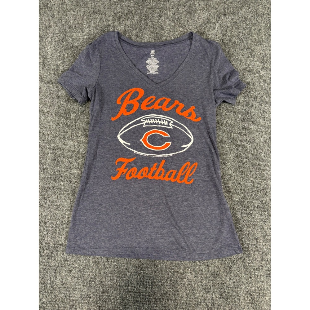 NFL Team Apparel Chicago Bears Football V-Neck T-Shirt Womens Small Navy Blue
